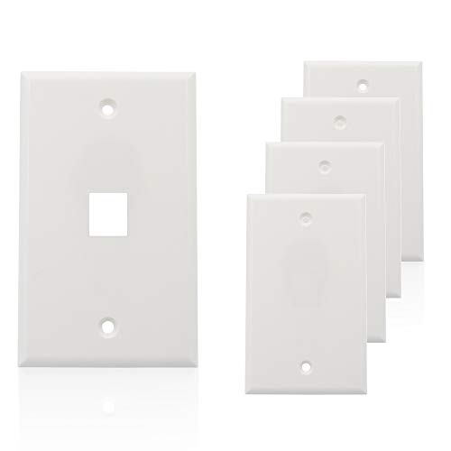 MicVista CT08 Low Profile 1 Port Keystone Jack Wall Plate-White(5 Pack) - Thumbnail 5