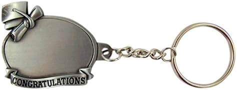 Pewter Engraveable Congratulations Graduation Medal Key Chain, 4 1/2 Inch