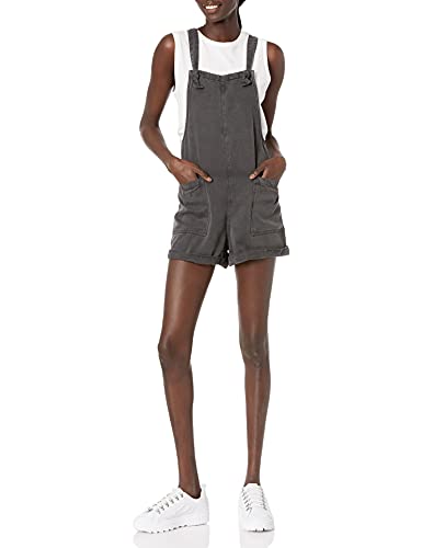 Lucky Brand Women's Sleeveless Square Neck Short Romper, Jet Black, XL