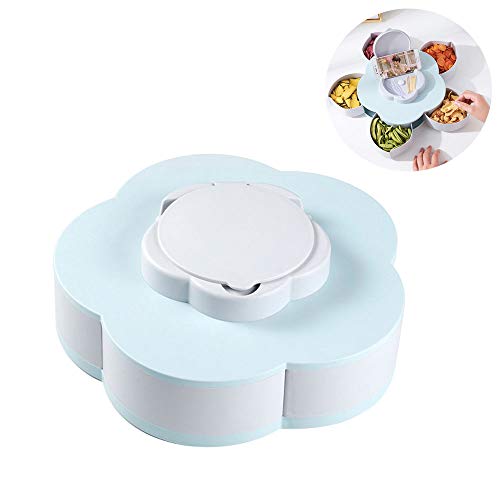 Leegoal Snack Tray, BPA Free Petal-Shape Rotating Candy Box with 5 Removable Compartments Ideal for Appetizer, Salad Bar, Dried Fruits, Nuts & Candies - Thumbnail 7