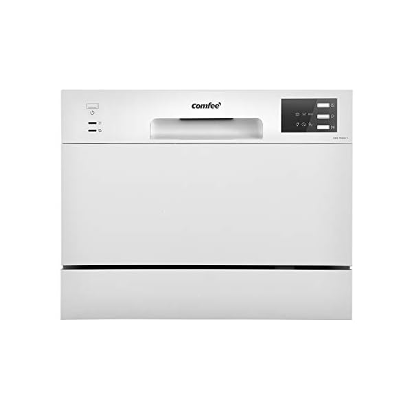 COMFEE-Table-Top-Compact-Dishwasher-TD602E-W-Mini-Dishwasher-with-6-Place-Settings-6-Programmes-LED-Display-Delay-Start-and-Off-peak-Wash-Function-White COMFEE' KWH-TD602E-W Freestanding Compact Dishwasher, LED display, 6.5 liters, White, Noise level: decibels 47