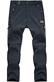 MAGCOMSEN Men's Winter Fleece Lined Pants with 5 Zip Pockets Softshell Hiking Snow Ski Pants