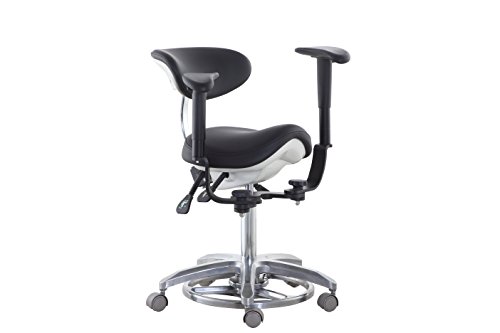 BONEW Medical Dental Chair Microscope Saddle Stool Foot Controlled/Pedal Base PU Leather SDS-FC1