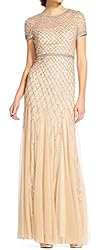 Adrianna Papell womens Short-sleeve Beaded Mesh