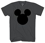 Disney Mickey Mouse Head Silhouette Men's Adult Graphic Tee T-Shirt (Charcoal, X-Large)