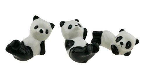 Cute Black and White Panda Chopsticks With Training Connector Ceramic Chopsticks Stand Rest Holder For Kids Adults (1 Set Of 3 Pairs Chopsticks and 3 Chopstick Rests)
