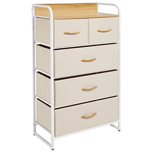 mDesign Tall Dresser Storage Chest - Vanity Furniture Cabinet Tower Unit for Bedroom, Office ...