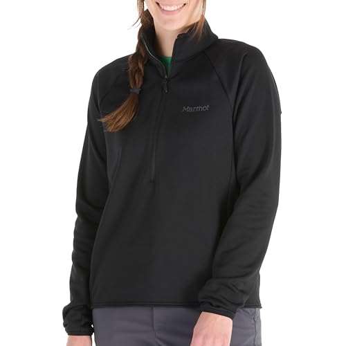 Marmot Damen Leconte Fleece 1-2 Zip, Warme Fleece-Jacke, Jacke mit 1-2-Zip Reißverschluss, atmungsaktiv, winddichte Weste, leicht zu packen, optimal für Wandern und als Midlayer, Black, L