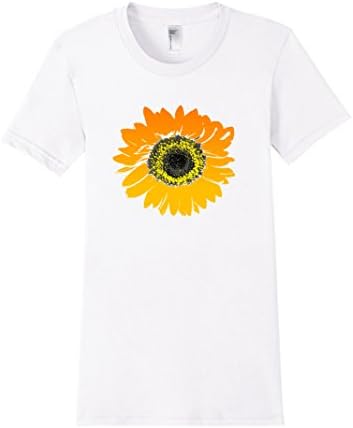 Women's Sunflower T shirt, Garden Happiness Nature Summer Positivity Small White