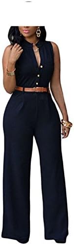 11 Colors Women Jumpsuit Belted Wide Leg Jumpsuit Long Pant Jumpsuits 01 XXL