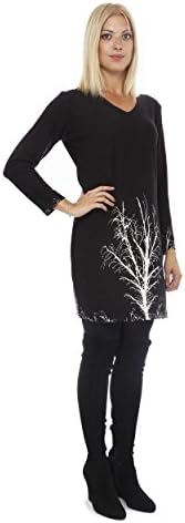 Highness Winter Tree Sweater Dress (Black, S/M)
