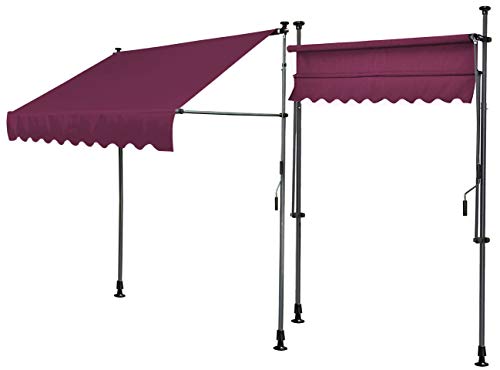 QUICK STAR Klemmmarkise 300 x130cm Bordeaux Balkonmarkise Sonnenschutz Terrassenüberdachung Höhenverstellbar von 200-290cm Markise Balkon ohne Bohren – Bild 7
