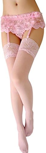 Demarkt Pink Super Sexy Lace Short Garter Belt Thigh High Stockings