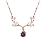 Inf-way I Love You Necklace, 925 Sterling Silver 100 Languages Projection on Round Onyx Pendant Loving Memory Collarbone Necklace 1 Pcs