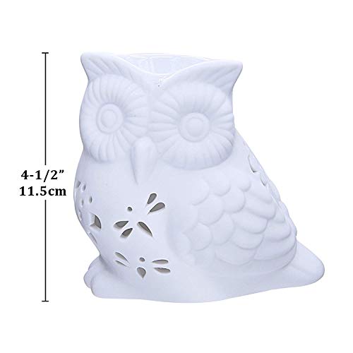 Singeek Owl Ceramic Tealight Holder and Wax Melt Warmer,Essential Oil Burner Candle Aroma Diffuser for Spa Yoga Meditation