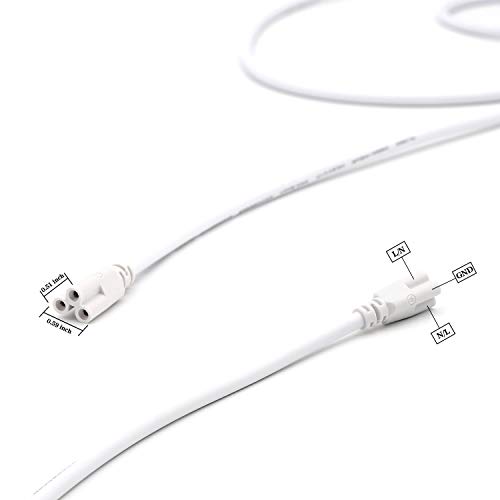 T5 T8 Extension Cords, 10 ft 3 Meter Connector Cord, 3-Prong Extended Power Cable for Integrated LED Tube Light, Single LED Shop Garage Light Fixture, Under Cabinet Lights Pack of 2 - Thumbnail 2