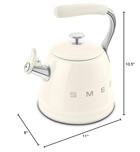 Hervidor con silbato retro para estufa SMEG - 2.4Q (crema)