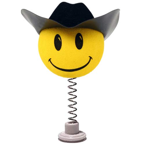 HappyBalls Happy Smiley Cowboy Car Antenna Topper/Antenna Ball/Mirror Dangler/Desktop Spring Stand - Thumbnail 4