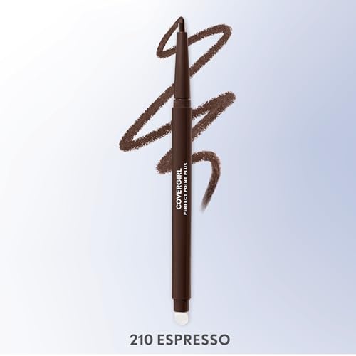 COVERGIRL Perfect Point Plus Eyeliner Pencil, Espresso, Long-Lasting, Versatile Brown Eyeliner, Soft Smudging Tip, No Sharpening Needed, Pack of 1