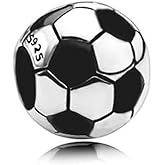 925 Sterling Silver Charms Beads Pendants Compatible with Pandora Bracelets & Necklaces Etc (Soccer Ball Football)