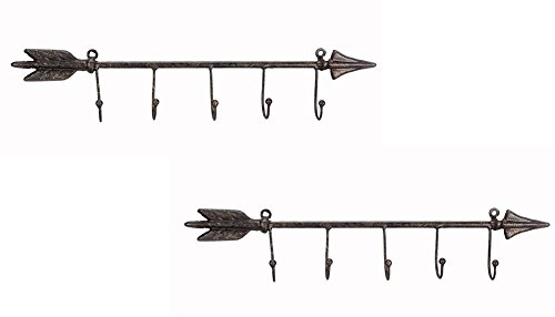 WeeZ Industries - Metal Arrow Wall Hook Leash Holder Key Rack Jewelry Necklace Organizer 17" L x 1.5" D x 3.25" H (2)