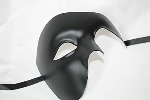 MENS BLACK HALF FACE PHANTOM QUALITY THEATRICAL VENETIAN MASQUERADE CARNIVAL PARTY EYE MASK