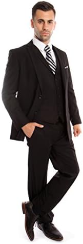 Mens Tuxedo Suits Luxurious 3 Piece Suit Set with Free Matching Shirt &amp; Tie (40S, Black)