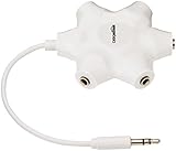 AmazonBasics 5-Way Multi Headphone Audio Splitter Connector, White