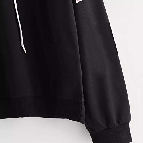 BOLUOYI Pullover Sweaters for Women,Women's Activewear,Women's Hoodie Letter Flag Printed Sweatshirt Long Sleeve Pullover Tops Blouse,Black,M
