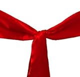 LA Linen™ 6x104-Inch Satin Sash, Pack of 1. Red. Made In USA