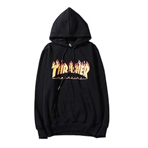 Fashion Flame Print Loose Hoodie for Men/Women