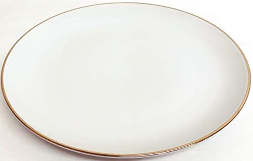 White & Gold Platter Set of 2 Large Porcelain 31 cm 12.2" Round Serving Dish Presentation Plate