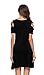 Womens Dresses Cold Shoulder Round Neck Loose Tunic Casual T Shirt Dress Black M