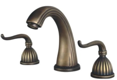 3 Holes Antique Brass Bath Basin Bathtub Faucet Mixer Waterfall