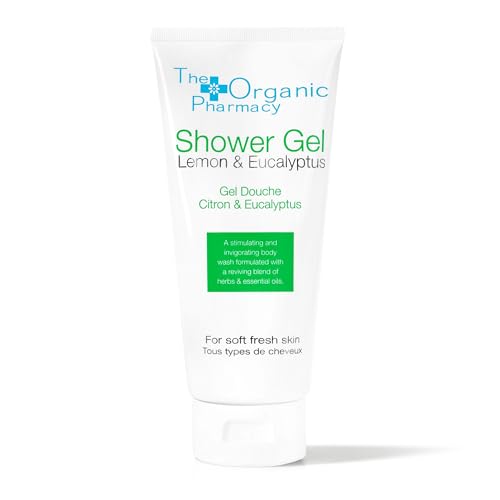 The Organic Pharmacy Lemon & Eucalyptus Shower Gel, 200ml - Condition and Cleanse, Reviving, Sulphate-Free, With Lemon, Eucalyptus, All Skin Types, 63% Organic