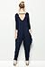 ANNABELLE Women's Long Sleeve Comfy Harem V-Neck Romper Jumpsuits Large Navy JC6008A