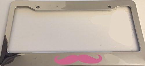 Stylish Moustache Chrome with Pink Automotive License Plate Frame - Jdm Drift