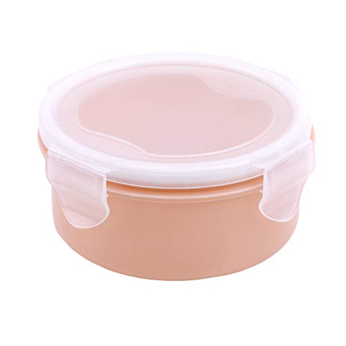 Yunzee Food Storage Container Round Shape Household Refrigerator Storage Box with Lid Meal Prep Lunch Box Kitchen Food Prep Container,Pink