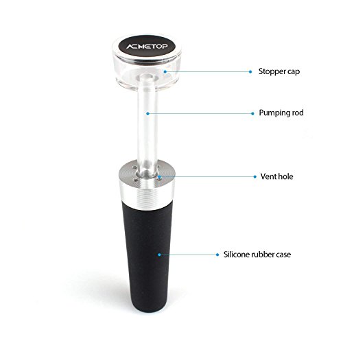 ACMETOP Wine Saver-Wine Stopper Vacuum set with 3 wine Bottle Stoppers-Wine Preserver Vacuum Pump and Rubber Wine Stopper Set To Preserve Wine Flavor and Fresh up to 7 days