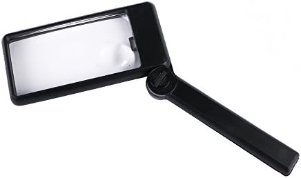 Eagle Rectangular Glass-Lighted Magnifier, for Reading with Light Bulb, Foldable Handle, Double Lens-Large 2X Lens and Small 4X Lens