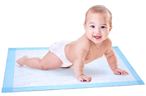 Baby Changing Underpad Liner - 25 Count (24Lx17W) - Soft Disposable Blue Hospital Pad, Waterproof and Absorbent for Infant and Child Use - Thumbnail 2