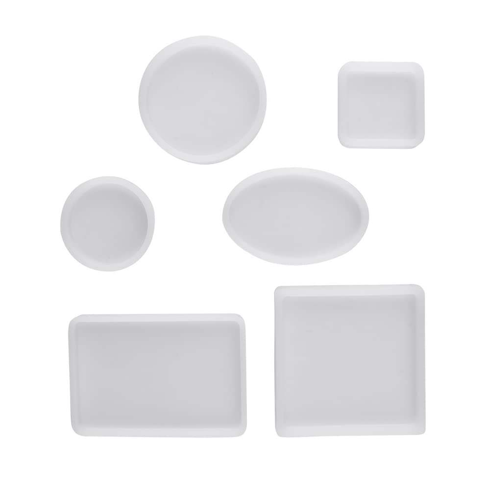 DesignerBox 6 Pack Resin Molds, Silicone Molds, Silicone Jewelry Casting Molds Flower Pot Base Coaster Molds Trays For Resin Jewelry Making DIY Craft Decorations (Style 2)