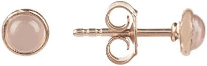 Petite Stud Earrings 18ct Rosegold Plated Sterling Silver Stud Natural Gemstone Round Pink Rose Quartz Pink January