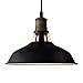 YOBO Lighting Antique Industrial Barn Hanging Pendant Light with Metal Dome Shade, Matte Black