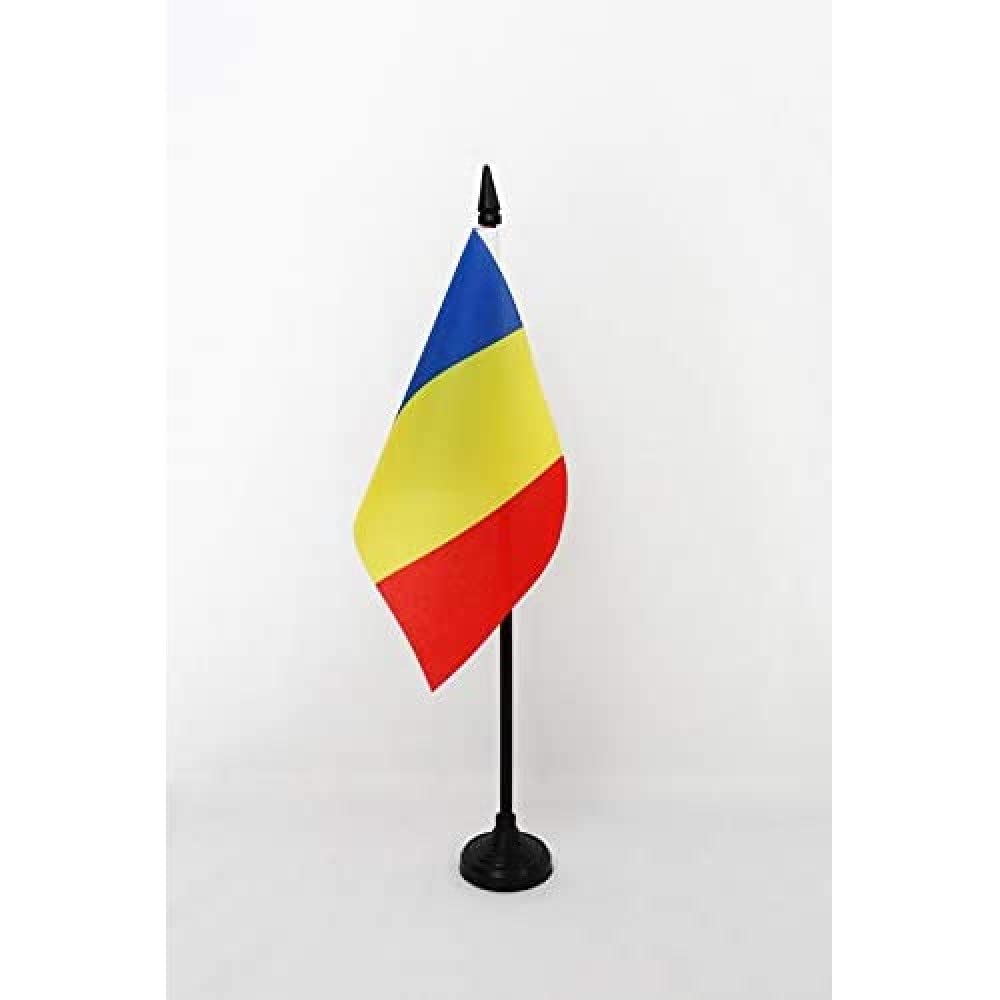 AZ FLAG - Andorra Civil Table Flag 4'' x 6'' - Andorran Office Mini Banner 100% Polyester 15 x 10 cm - Mini Desk Flag with 10'' Pole and Black Plastic Base
