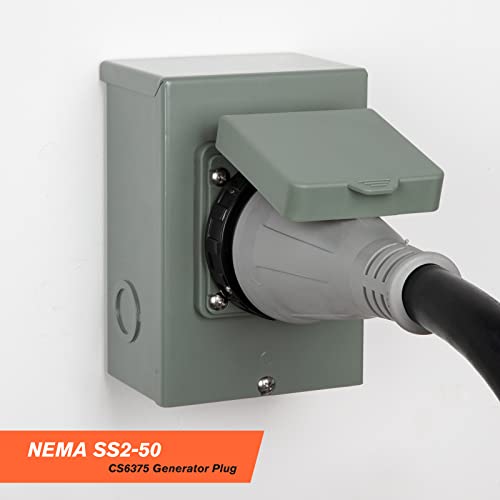 WELLUCK 50 Amp Generator Power Inlet Box, NEMA 3R Power Inlet Box, PB50