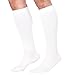 Mojo Compression Socks Unisex 15-20mmHg Knee-Hi Stockings | White - Large