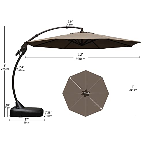 Grand patio Sunbrella Patio Umbrella, 12 ft Deluxe NAPOLI Curvy Round