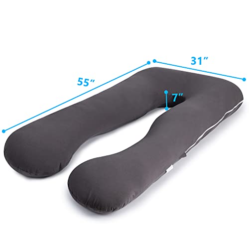 QUEEN ROSE Pregnancy Pillows, Organic Cotton U Shaped Body Pillow for