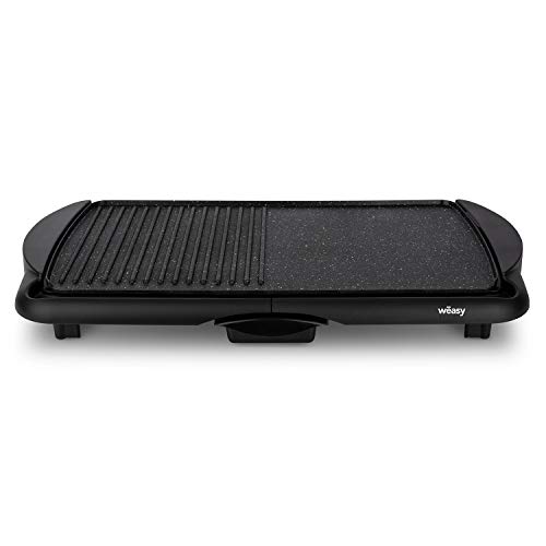 Wëasy Plancha Electrique Et Grill Sur Table Sto52 Compacte 2 En 1 Professionnelle, Plaque Amovible Antiadhésive Pierre, Compatible Lave Vaisselle